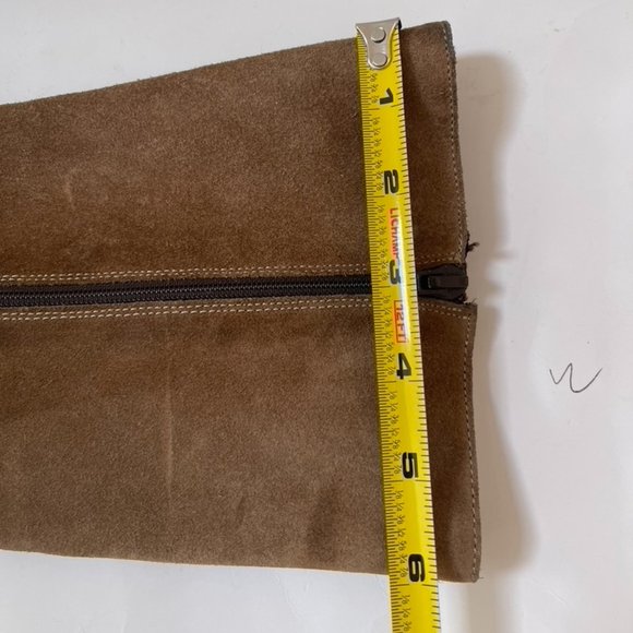 Banana Republic Women's Tan Suede Mid Calif inside Zipper Boots Size 8 - Picture 13 of 15